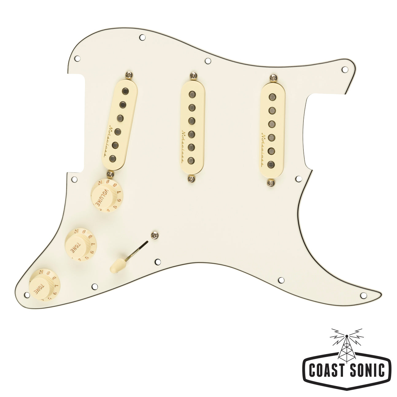 Fender Pre-Wired Strat Pickguard - Vintage Noiseless SSS - Parchment
