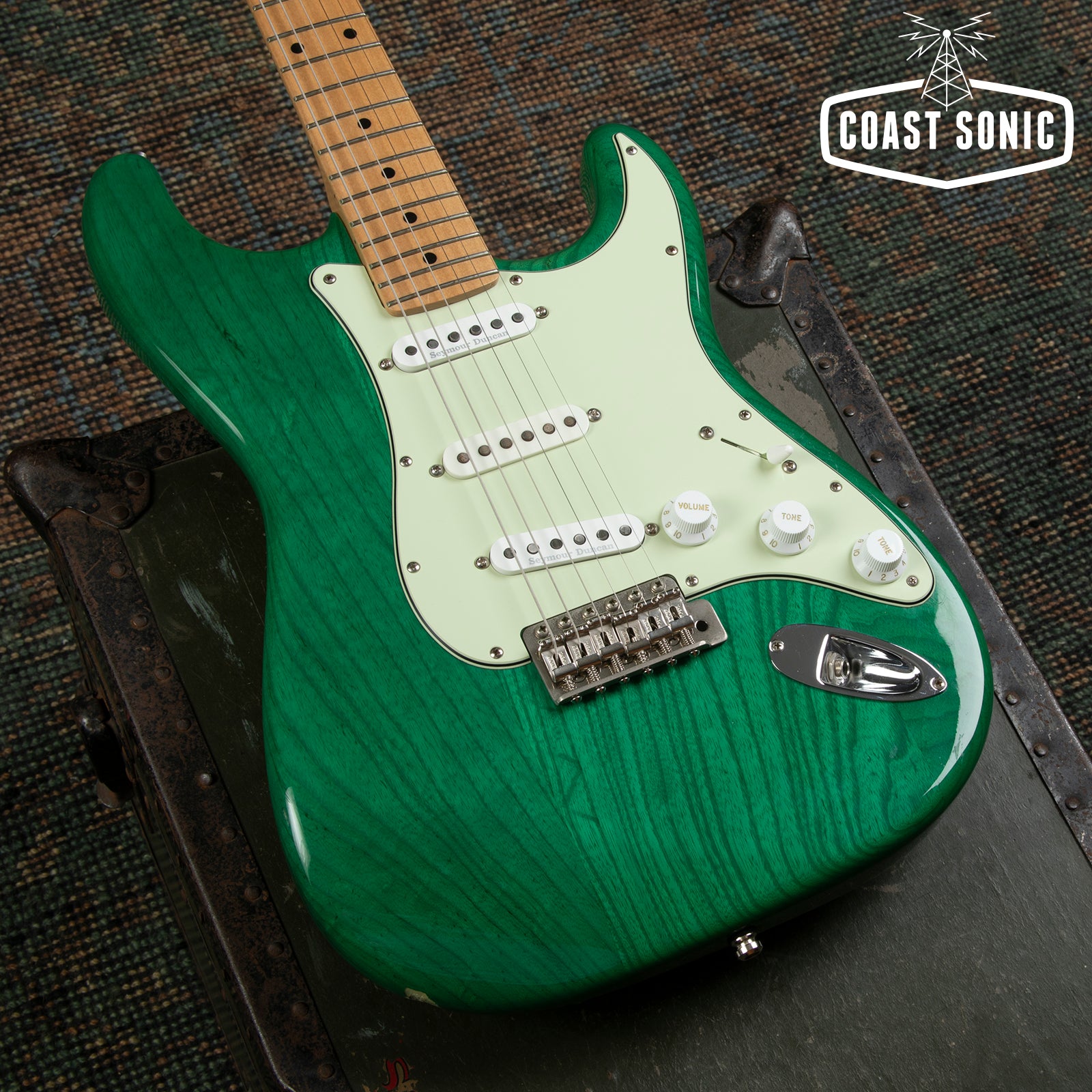 2012 Fender ST57 Ash Stratocaster Transparent Green MIJ - 22 Frets