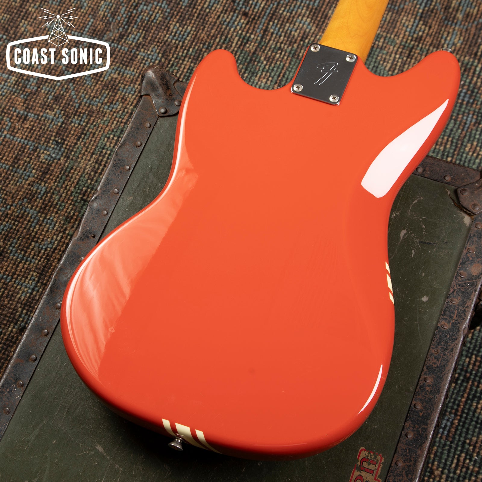 2012 Fender Mustang MG73-M4 Fiesta Red w/ Competition Stripe and Matching Headstock MIJ