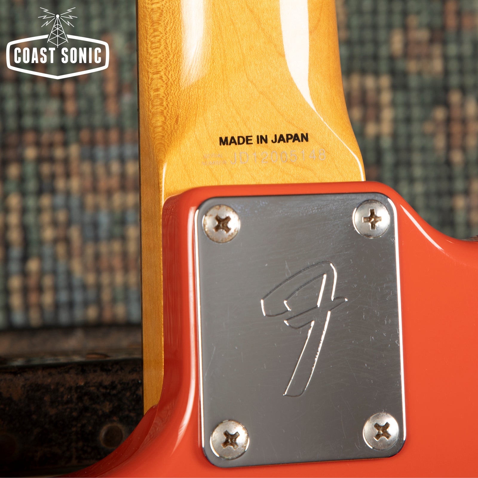 2012 Fender Mustang MG73-M4 Fiesta Red w/ Competition Stripe and Matching Headstock MIJ