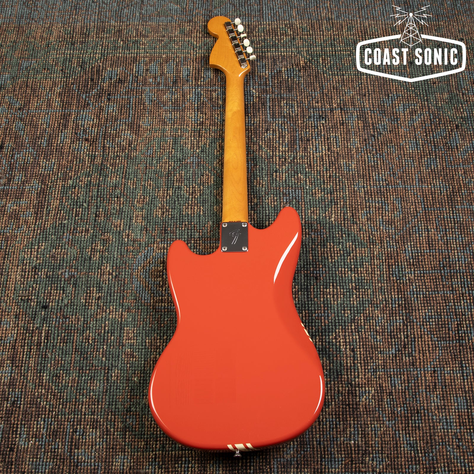 2012 Fender Mustang MG73-M4 Fiesta Red w/ Competition Stripe and Matching Headstock MIJ