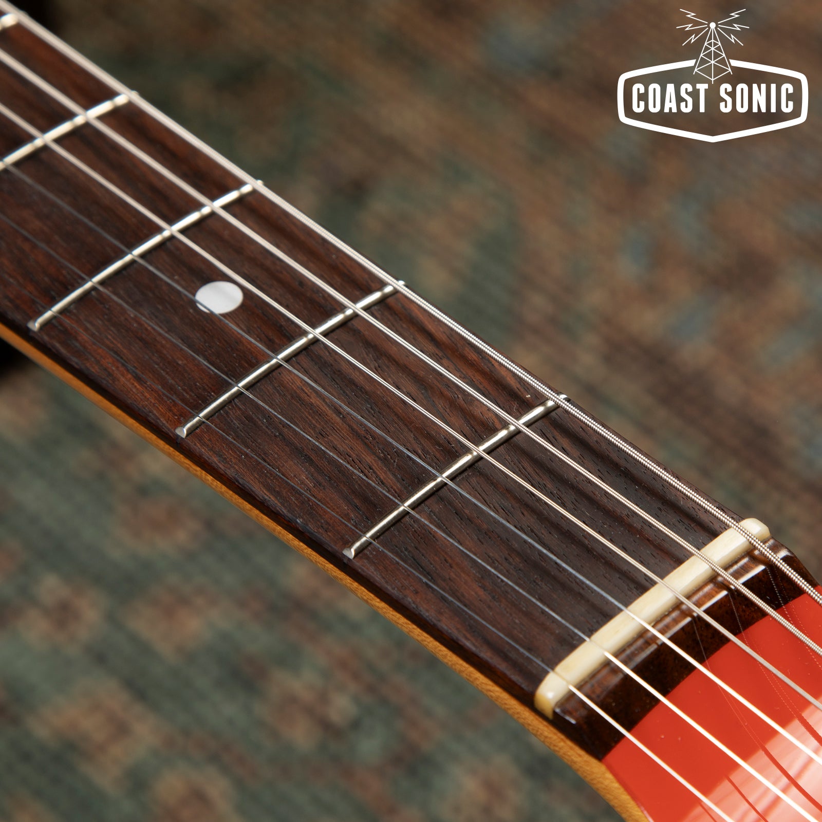 2012 Fender Mustang MG73-M4 Fiesta Red w/ Competition Stripe and Matching Headstock MIJ