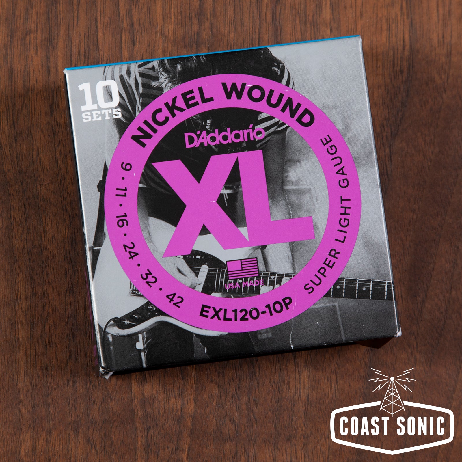 D'Addario EXL 120 Super Light Gauge Electric Guitar Strings 9-42 10 Pack