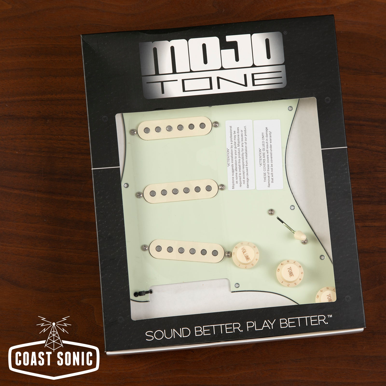 Mojotone '58 Quiet Coil w/ Hot Bridge Strat Pickup Prewired Pickguard Aged White Mint Green