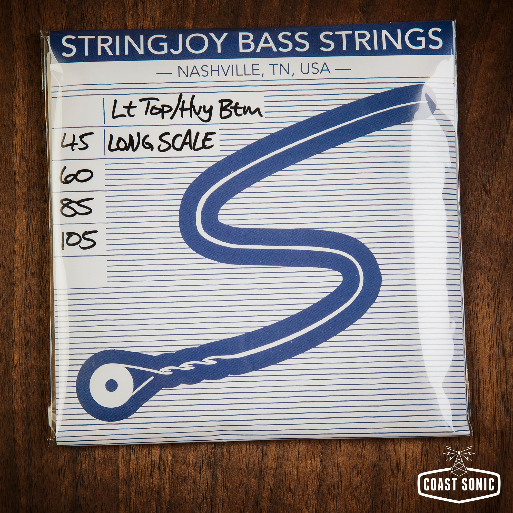 Stringjoy Light Top / Heavy Bottom Gauge (45-105) 4 String Long Scale Nickel Wound Bass Guitar Strings