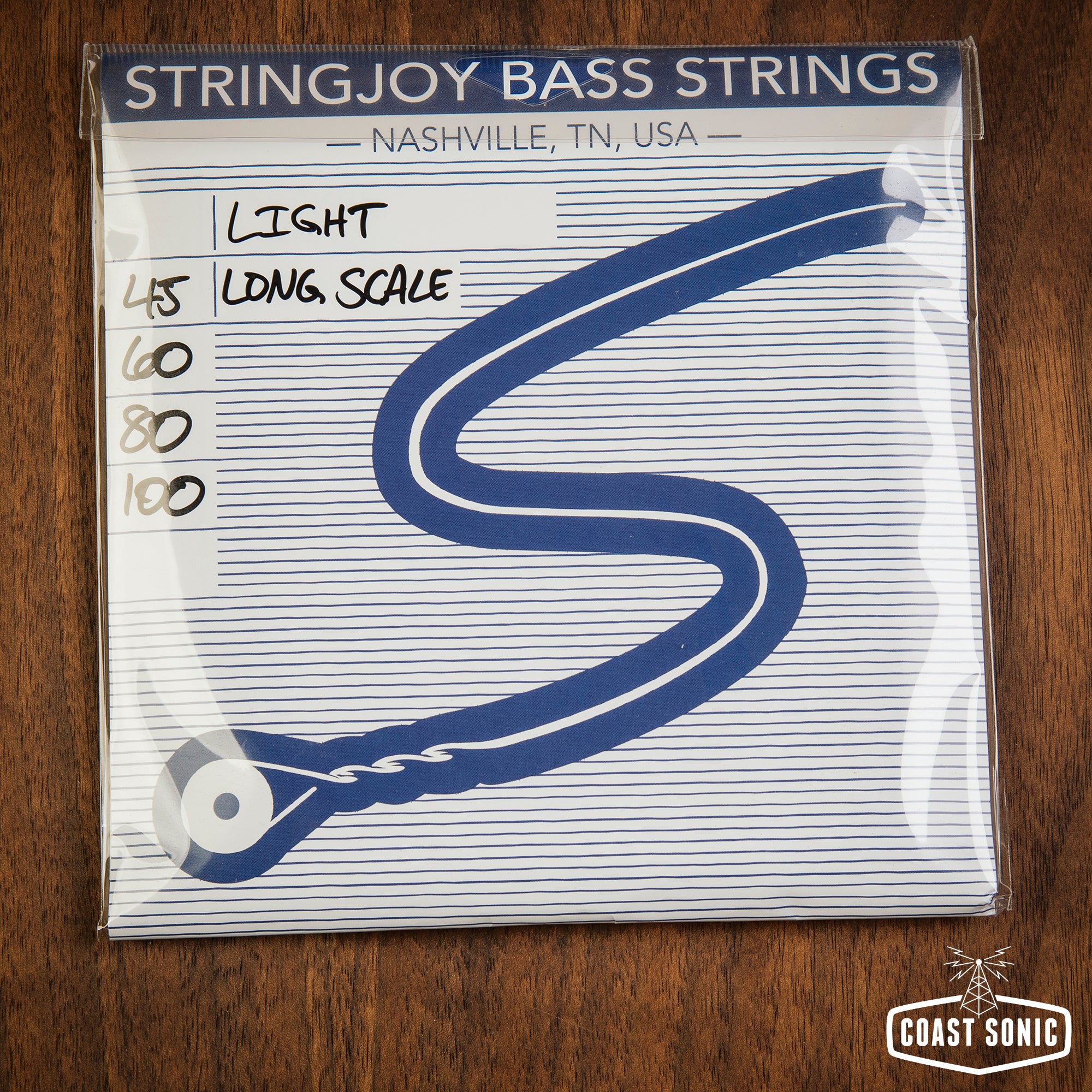 Stringjoy Light Gauge (45-100) 4 String Long Scale Nickel Wound Bass Guitar Strings