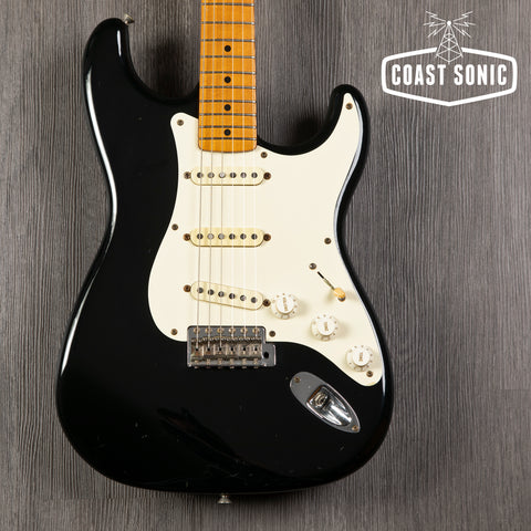 Fender Stratocaster HSS Pickguard shown in Flame Maple, please state one or  two hole above humbucker.