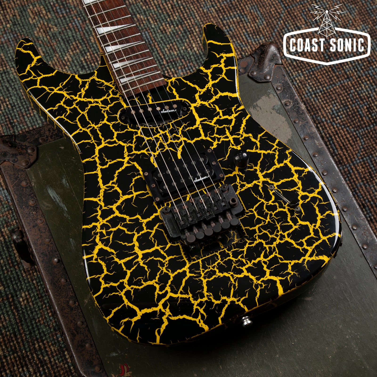 1990 Charvel By Jackson DK-85 Yellow Crackle Dinky Made in Japan
