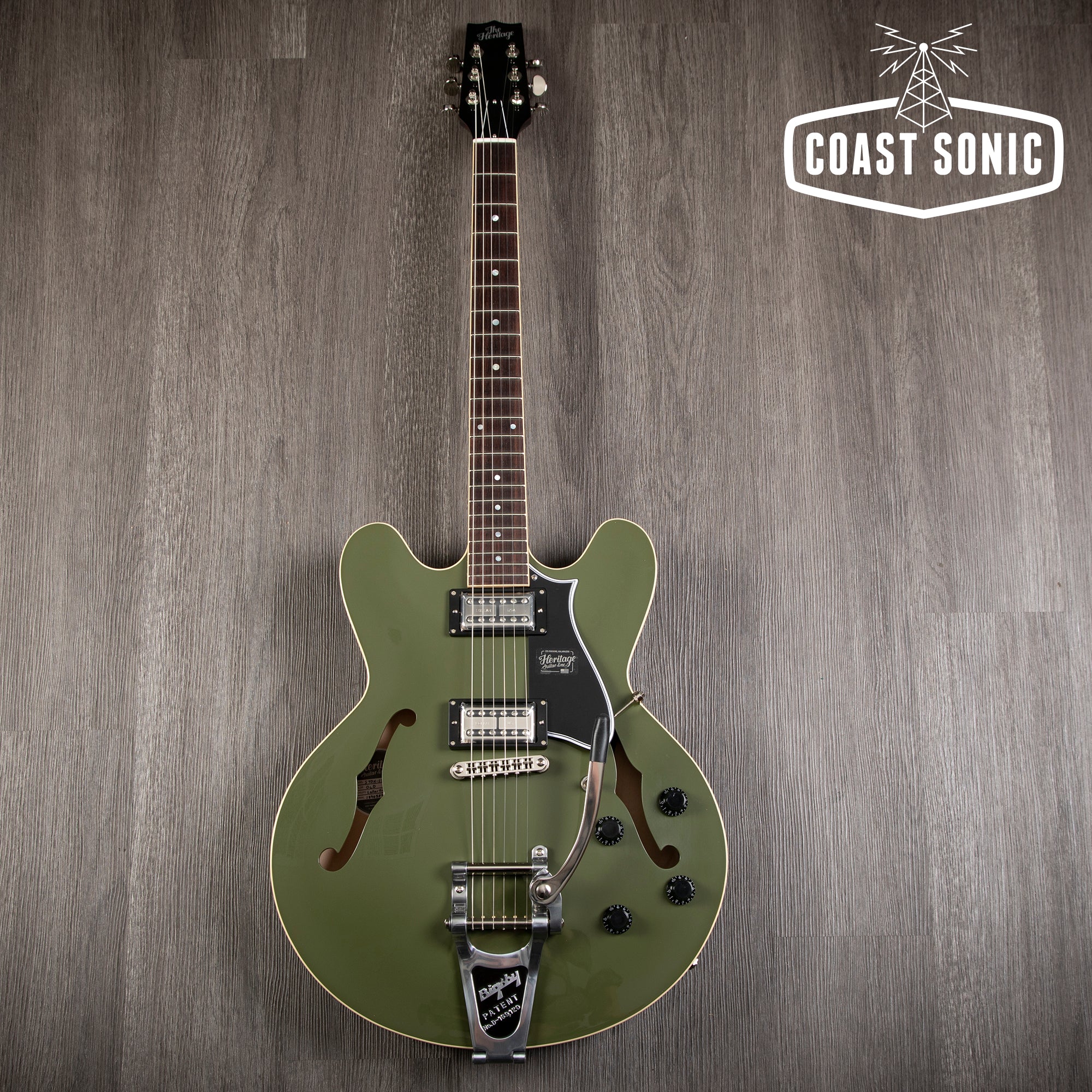 Heritage Guitars Standard H-535 LTD ED. Olive Green Top w/bigsby & Lollartrons