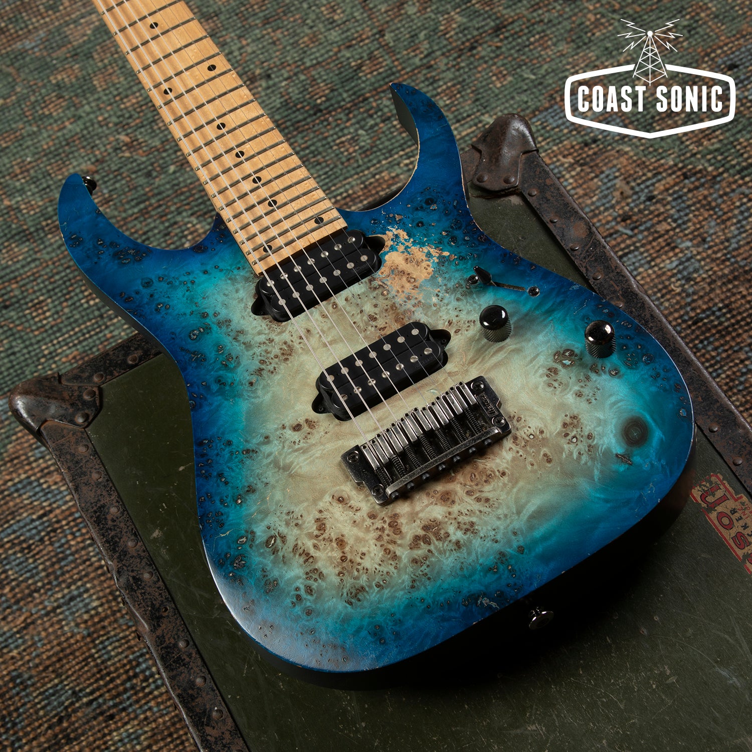 2017 Ibanez J. Craft Prestige 7 String RG752MPBFX Ghost Fleet Blue Bur