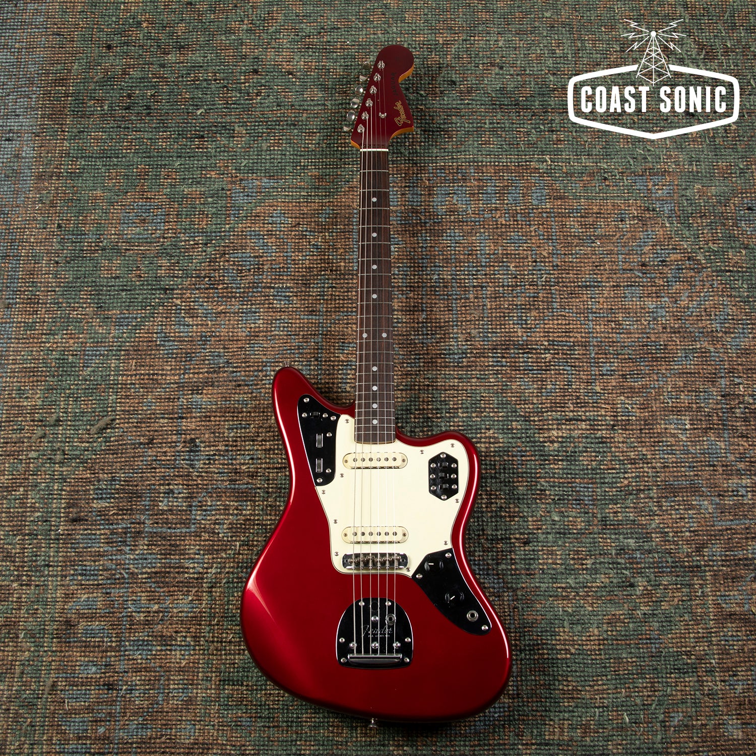 1999 Fender '62 Reissue Jaguar JG66-85MH Old Candy Red w/ Matching Hea