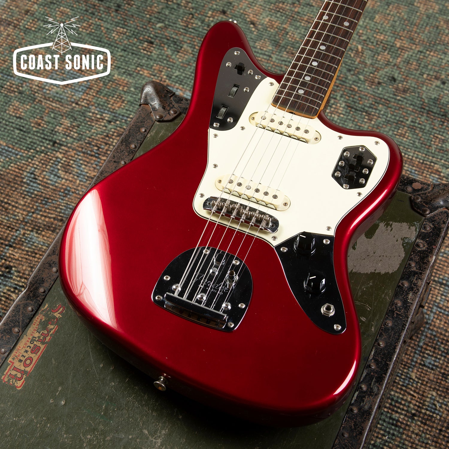 1999 Fender '62 Reissue Jaguar JG66-85MH Old Candy Red w/ Matching Hea