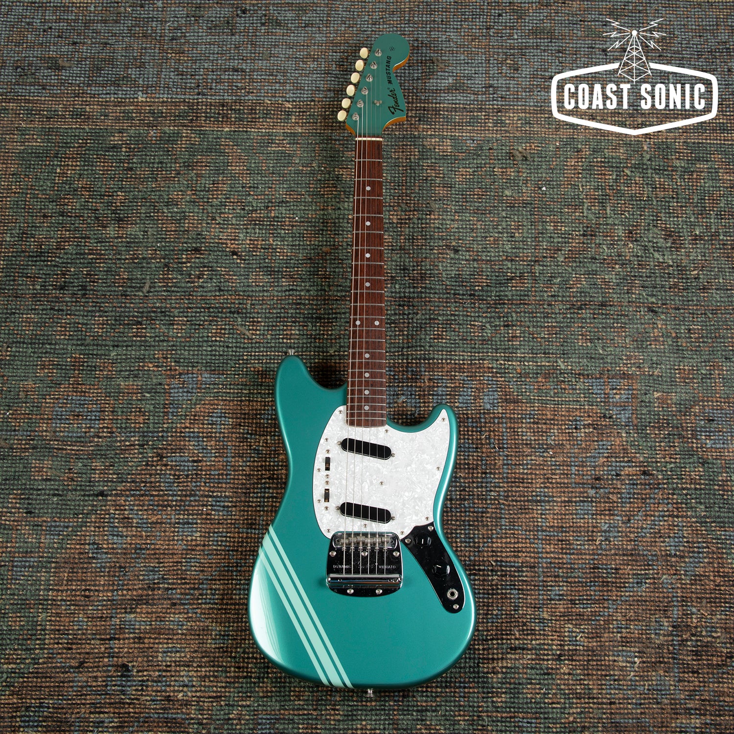 2007 Fender Mustang MG69 Ocean Turquoise Metallic w/ Competition Strip