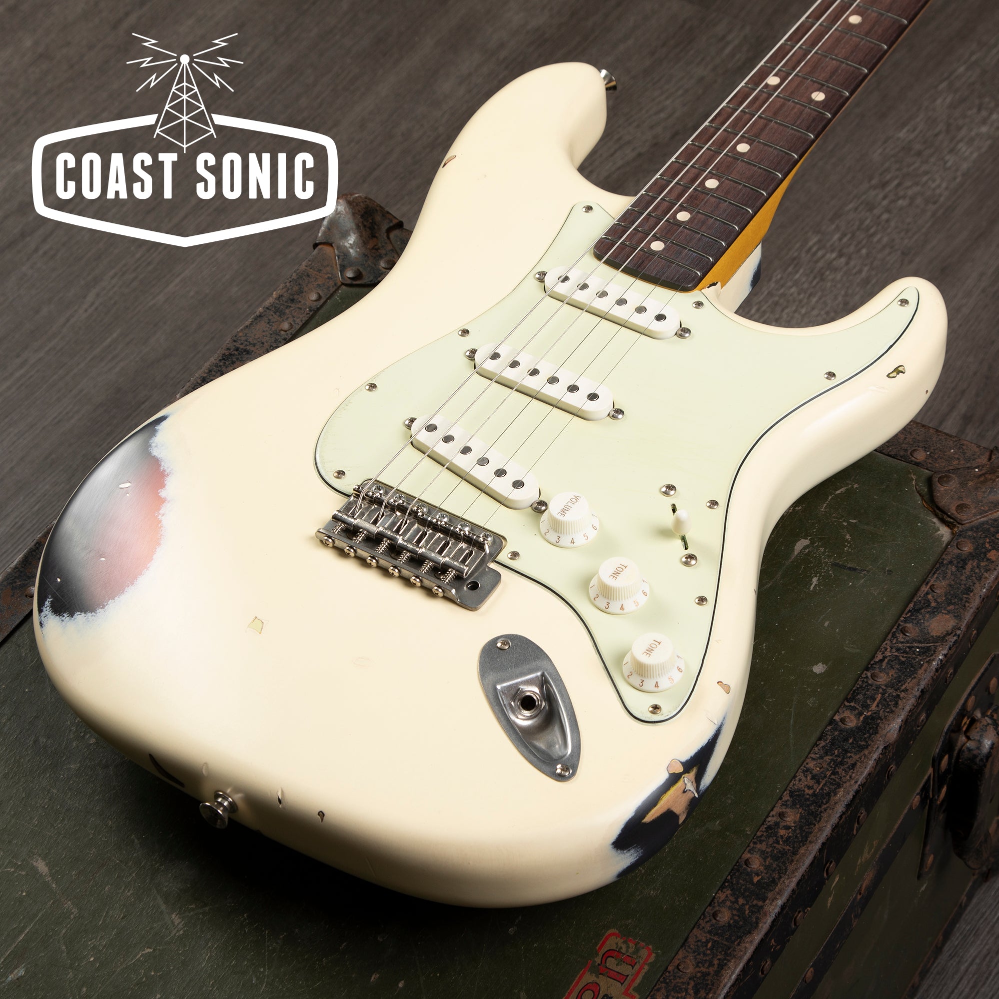 Nash Guitars S-63 Olympic White over 3 tone sunburst