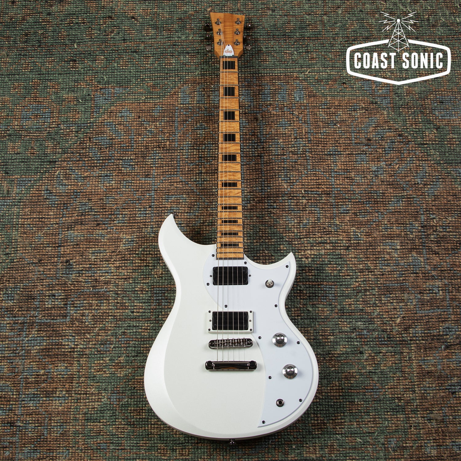 2026 Dunable Guitars Cyclops DE Matte Pearl White, Flame Neck w/ hardc