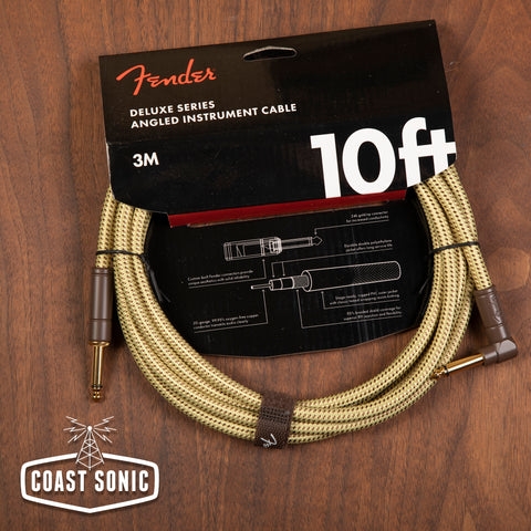 Fender Deluxe Series Instrument Cable- 10' Tweed ST/ANG