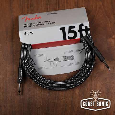 Fender Professional Series Instrument Cable 15' Gray Tweed (Straight - Straight)