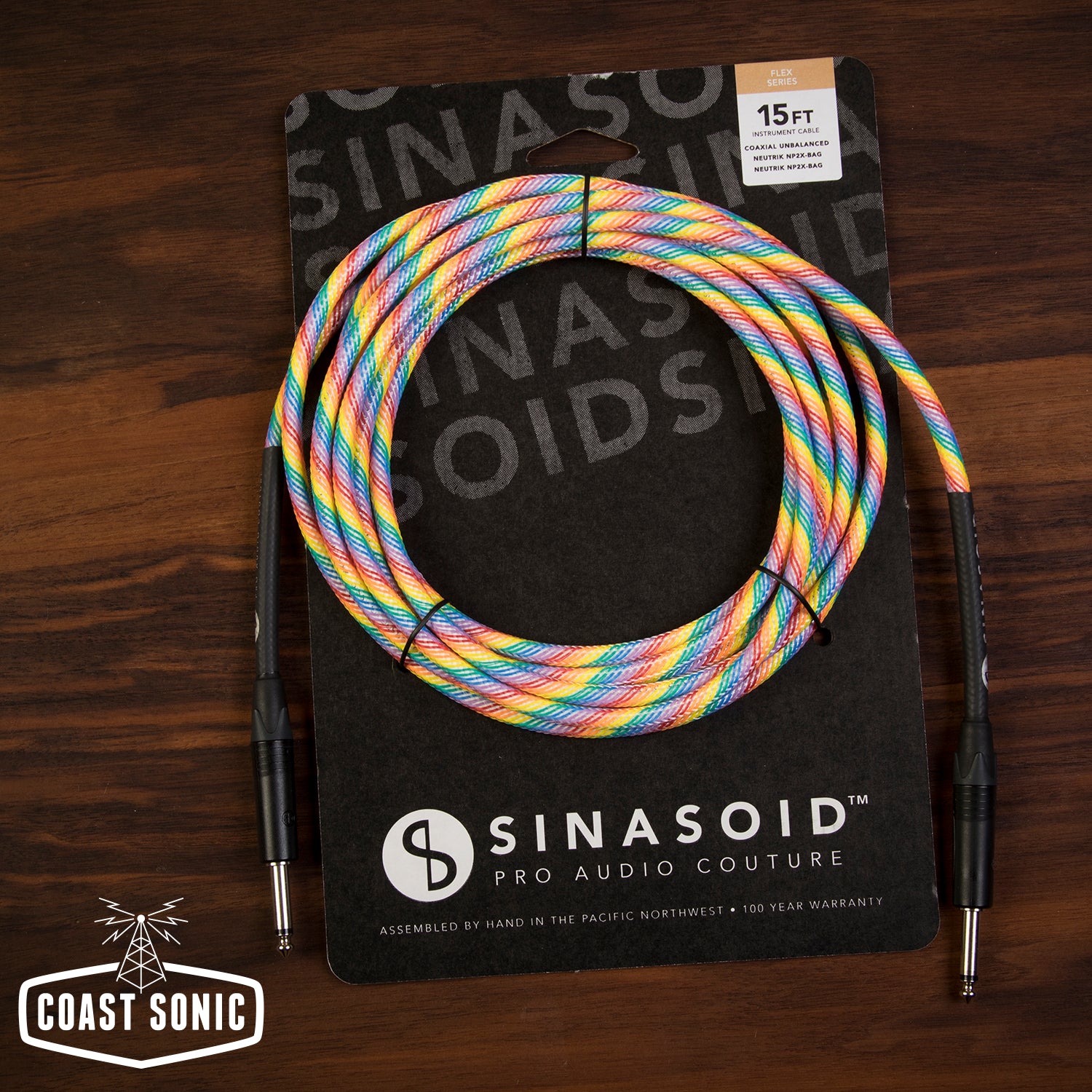 Sinasoid Flex Series Rainbow Instrument Cable 15' ST/ST